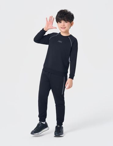 Bộ nỉ cổ tròn trẻ em hình in trước ngực