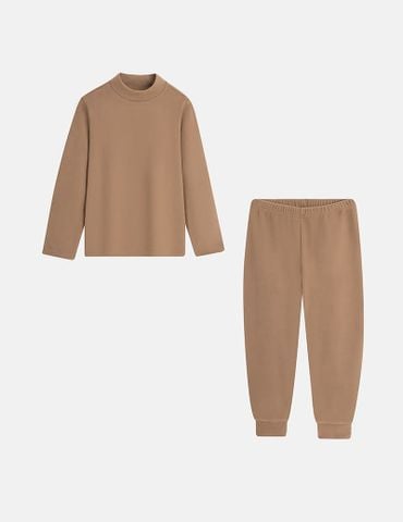 Bộ đồ giữ nhiệt cổ cao trẻ em hình in trước ngực