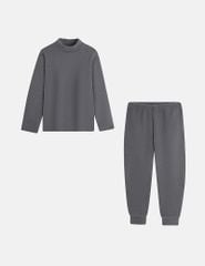 Bộ đồ giữ nhiệt cổ cao trẻ em hình in trước ngực