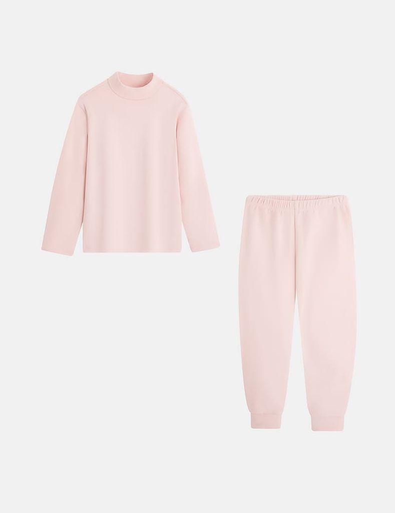 Bộ đồ giữ nhiệt cổ cao trẻ em hình in trước ngực