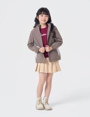 Áo gió có mũ trẻ em ngực in logo phối 2 bên sườn