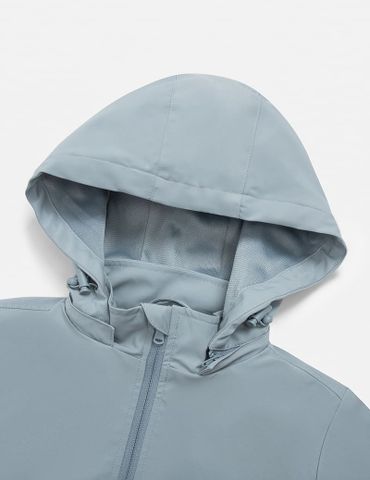 Áo gió có mũ trẻ em ngực in logo phối 2 bên sườn