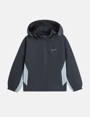 Áo gió có mũ trẻ em ngực in logo phối 2 bên sườn