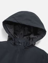 Áo gió có mũ trẻ em ngực in logo phối 2 bên sườn