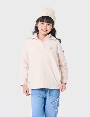 Áo khoác gió có mũ trẻ em hình in trước ngực