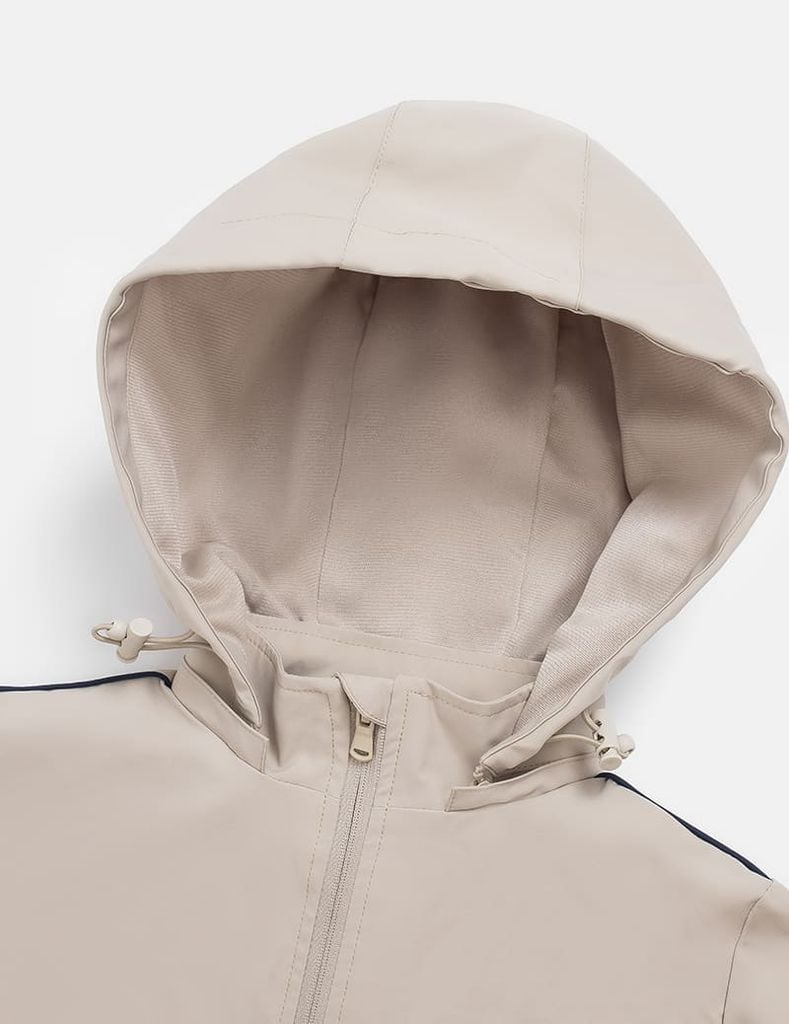 Áo khoác gió có mũ trẻ em hình in trước ngực