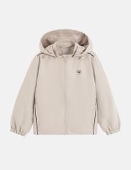 Áo khoác gió có mũ trẻ em hình in trước ngực