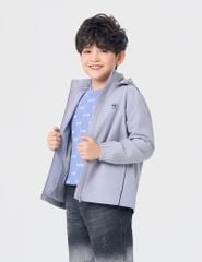 Áo khoác gió có mũ trẻ em hình in trước ngực