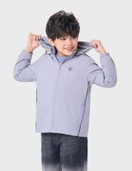 Áo khoác gió có mũ trẻ em hình in trước ngực