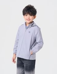 Áo khoác gió có mũ trẻ em hình in trước ngực