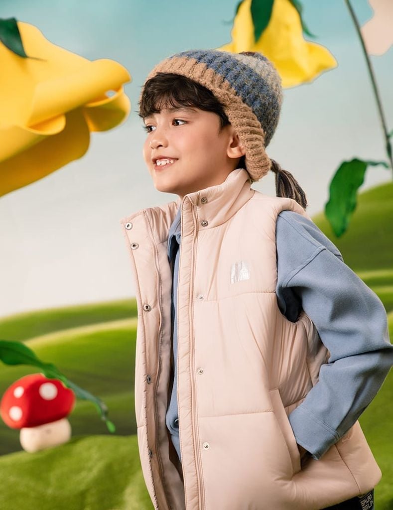 Áo phao gile trẻ em hình in trước ngực