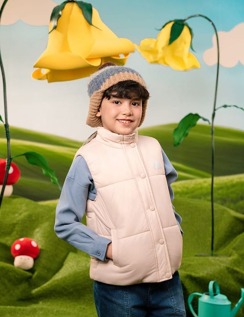 Áo phao gile trẻ em hình in trước ngực