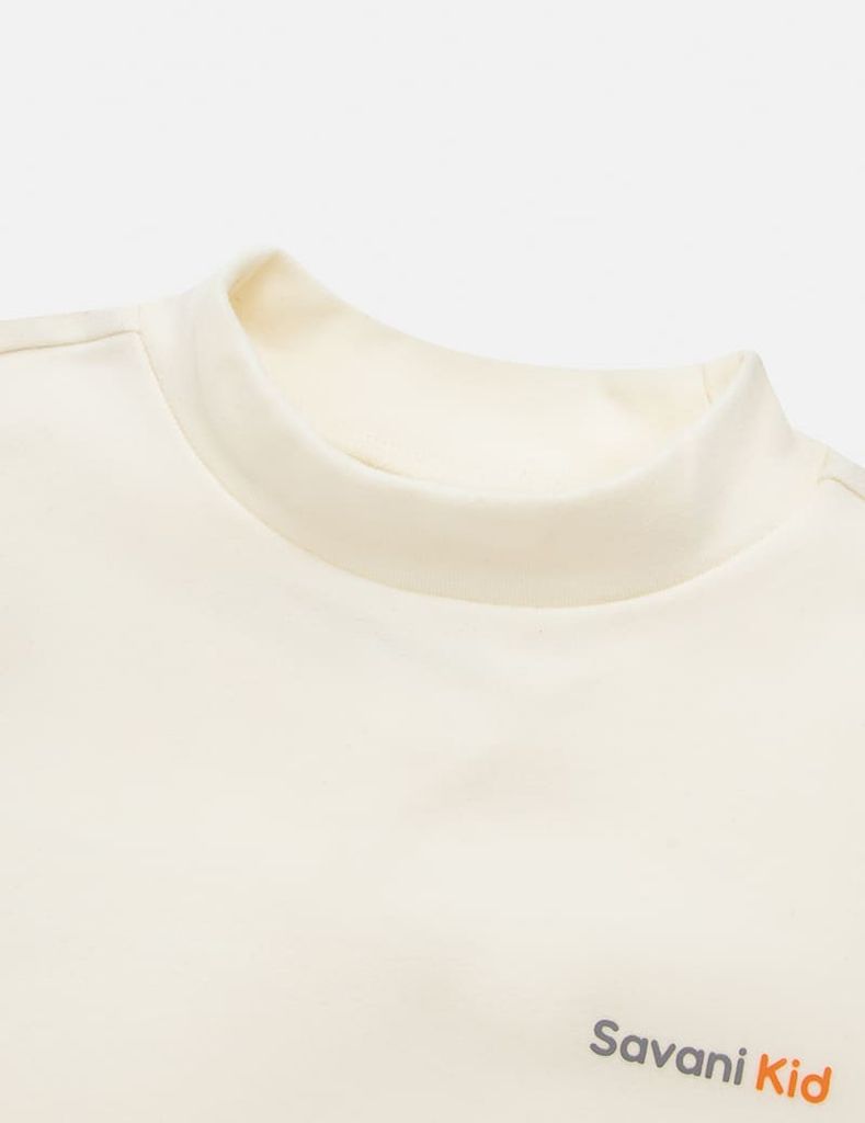 Áo nỉ cổ tròn bé trai hình in trước ngực