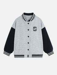 Áo khoác bomber trẻ em phối tay hình in trước ngực