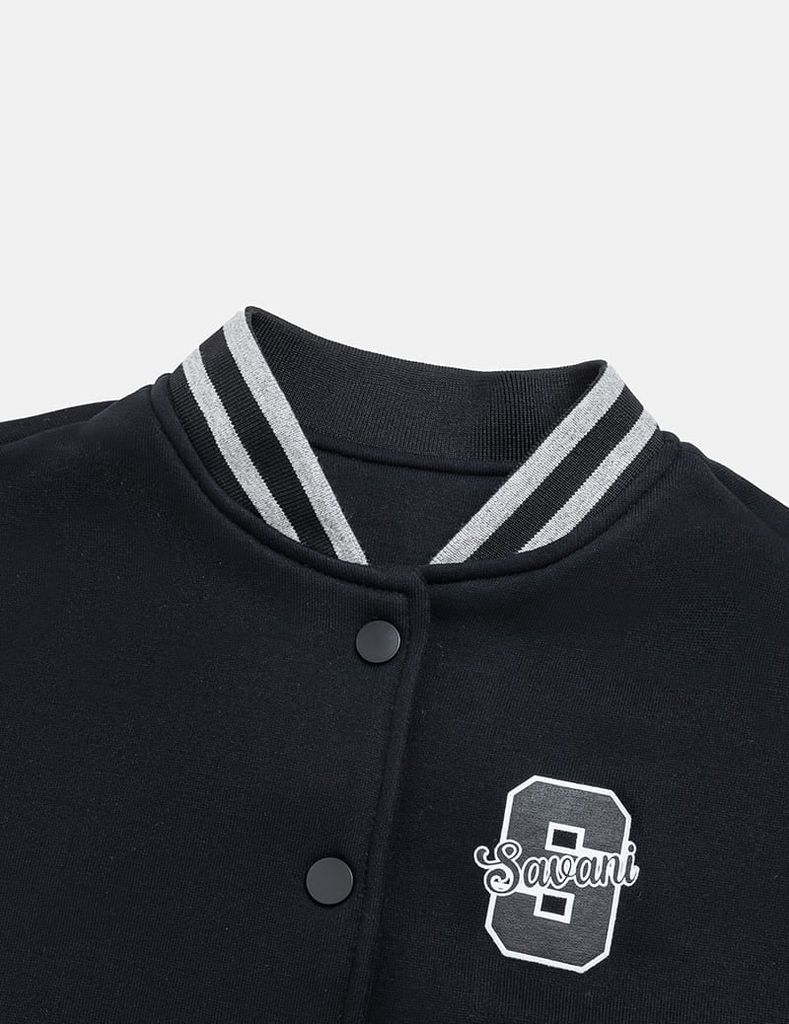 Áo khoác bomber trẻ em phối tay hình in trước ngực