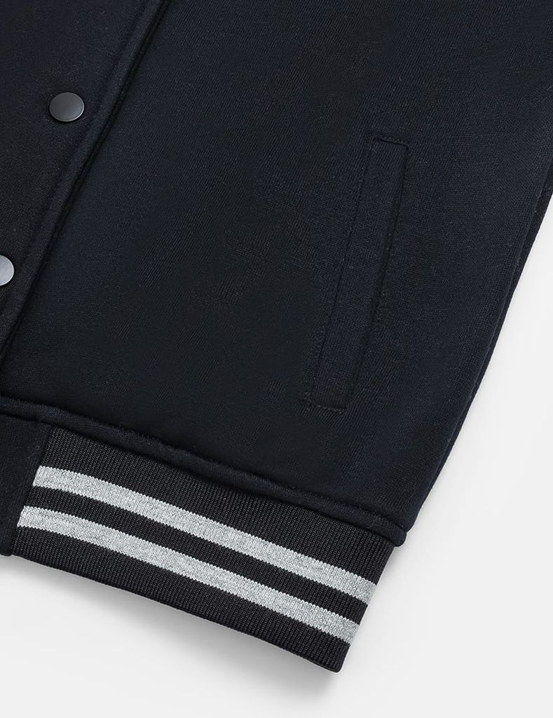 Áo khoác bomber trẻ em phối tay hình in trước ngực