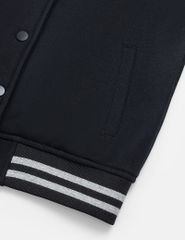 Áo khoác bomber trẻ em phối tay hình in trước ngực