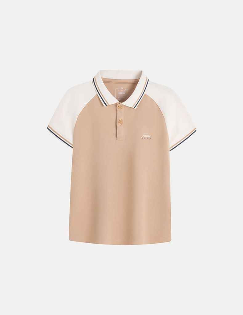 Áo polo trẻ em phối tay hình in trước ngực