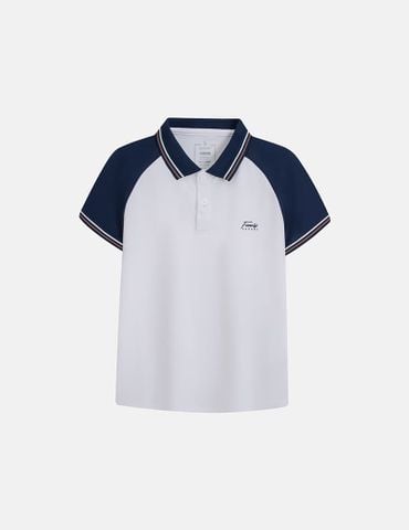 Áo polo trẻ em phối tay hình in trước ngực