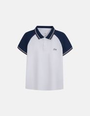 Áo polo trẻ em phối tay hình in trước ngực