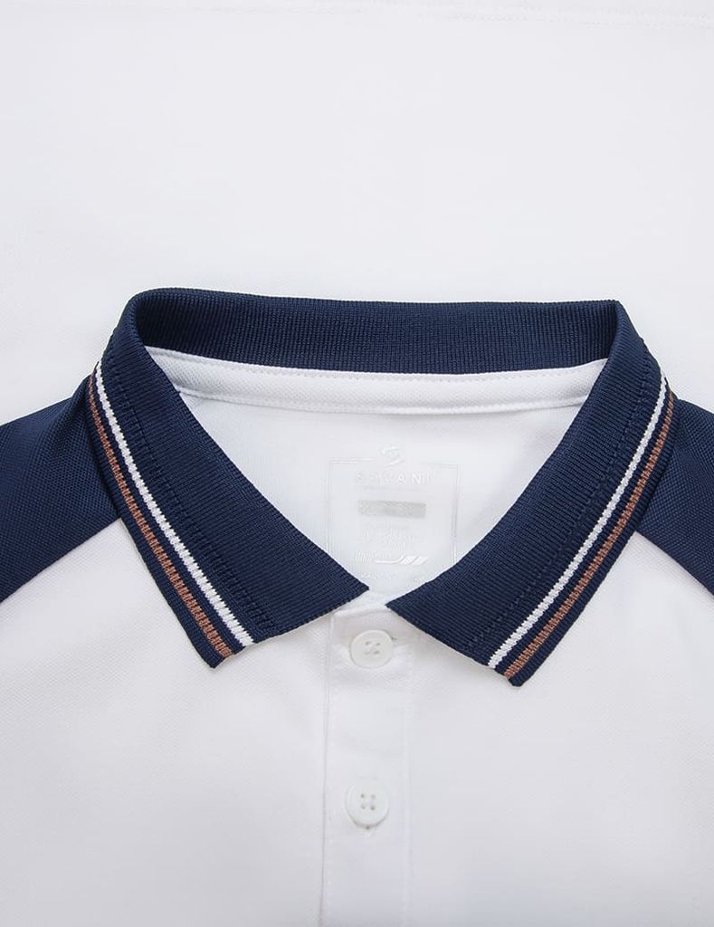 Áo polo trẻ em phối tay hình in trước ngực