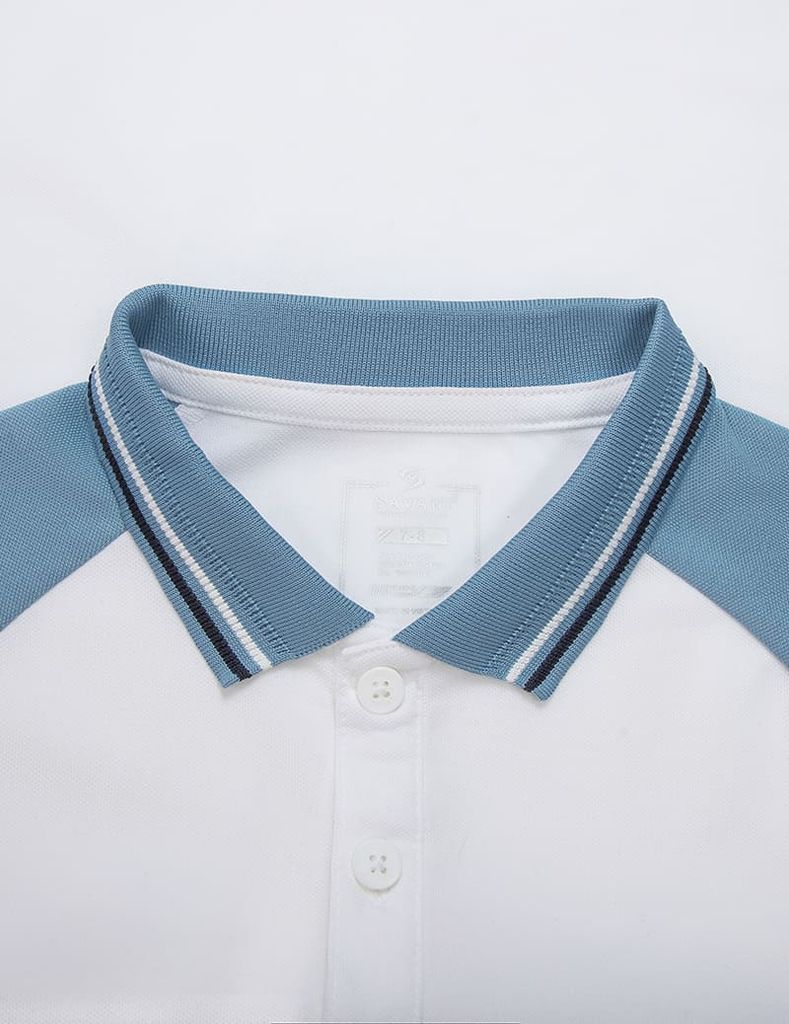 Áo polo trẻ em phối tay hình in trước ngực