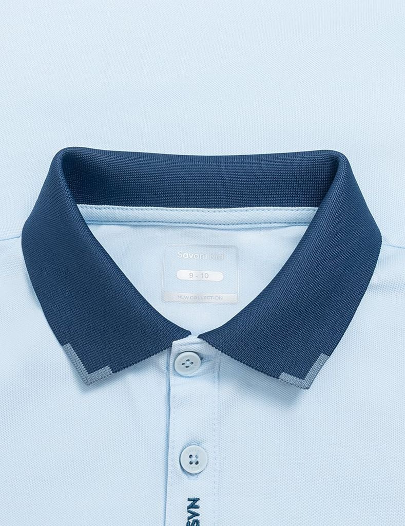 Áo polo trẻ em hình thêu ở nẹp cổ