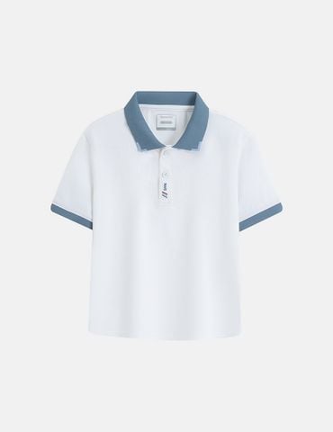 Áo polo trẻ em hình thêu ở nẹp cổ