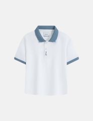 Áo polo trẻ em hình thêu ở nẹp cổ