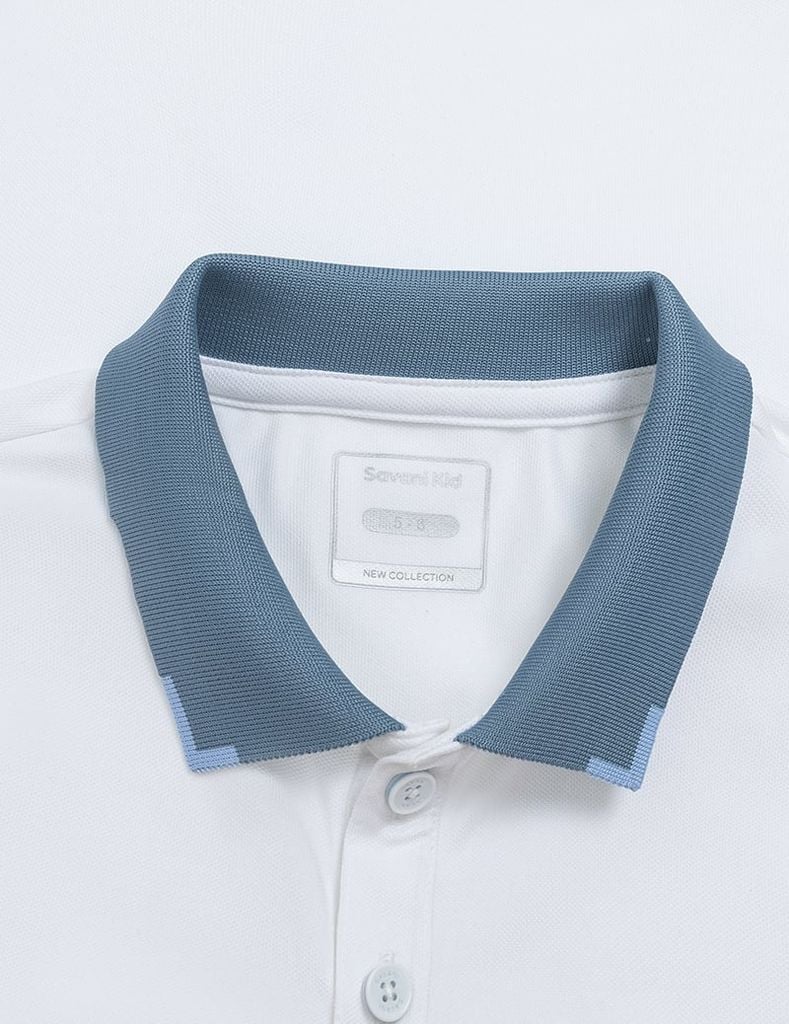 Áo polo trẻ em hình thêu ở nẹp cổ
