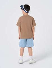 Áo thun ngắn tay trẻ em casual cổ bo rib hình in cao su nổi bật