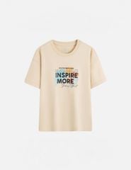 Áo thun ngắn tay trẻ em cổ bo rib hình in cao su nổi bật dáng suông rộng