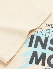 Áo thun ngắn tay trẻ em cổ bo rib hình in cao su nổi bật dáng suông rộng