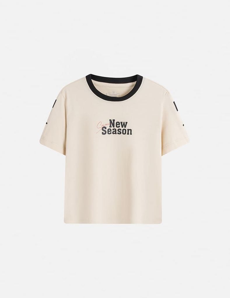 Áo thun ngắn tay cổ tròn trẻ em hình in trước ngực