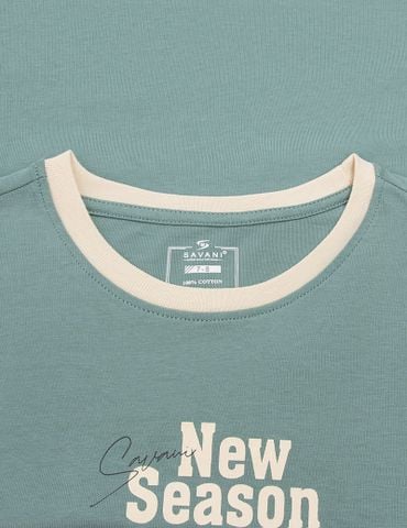 Áo thun ngắn tay cổ tròn trẻ em hình in trước ngực