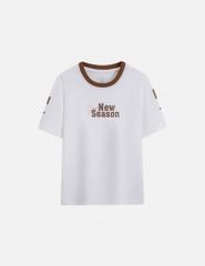 Áo thun ngắn tay cổ tròn trẻ em hình in trước ngực