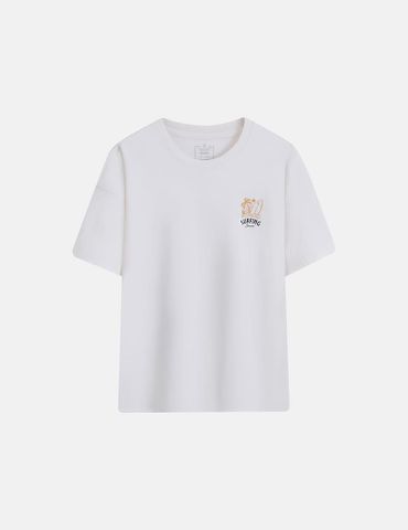 Áo thun ngắn tay cổ tròn trẻ em hình in trước ngực dáng suông rộng