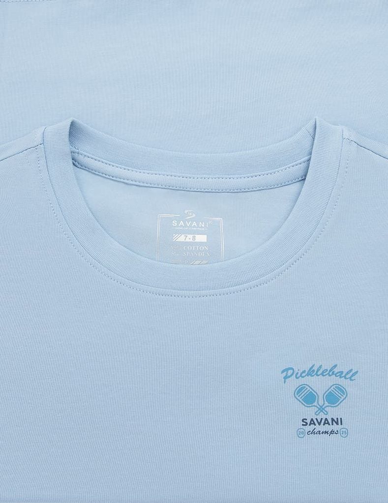 Áo t-shirt ngắn tay trẻ em cổ tròn in trước ngực