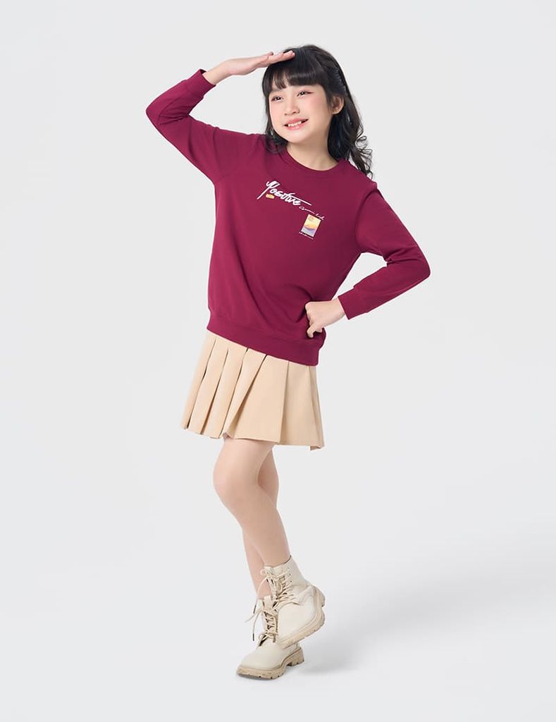 Áo thun dài tay trẻ em cổ tròn hình in trước ngực