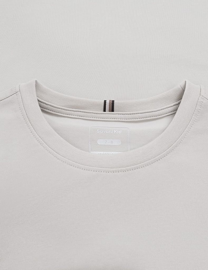 Áo thun dài tay cổ tròn trẻ em thêu logo