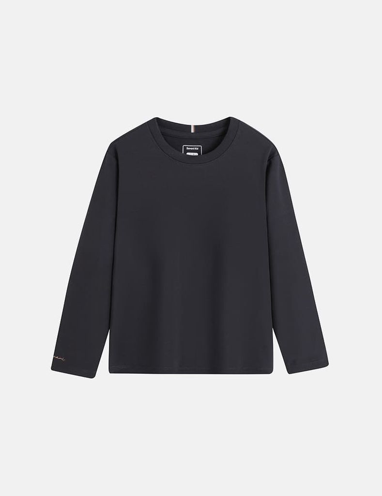 Áo thun dài tay cổ tròn trẻ em thêu logo