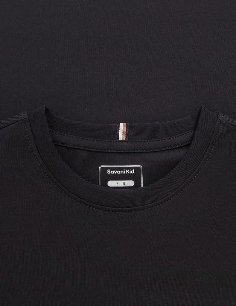 Áo thun dài tay cổ tròn trẻ em thêu logo