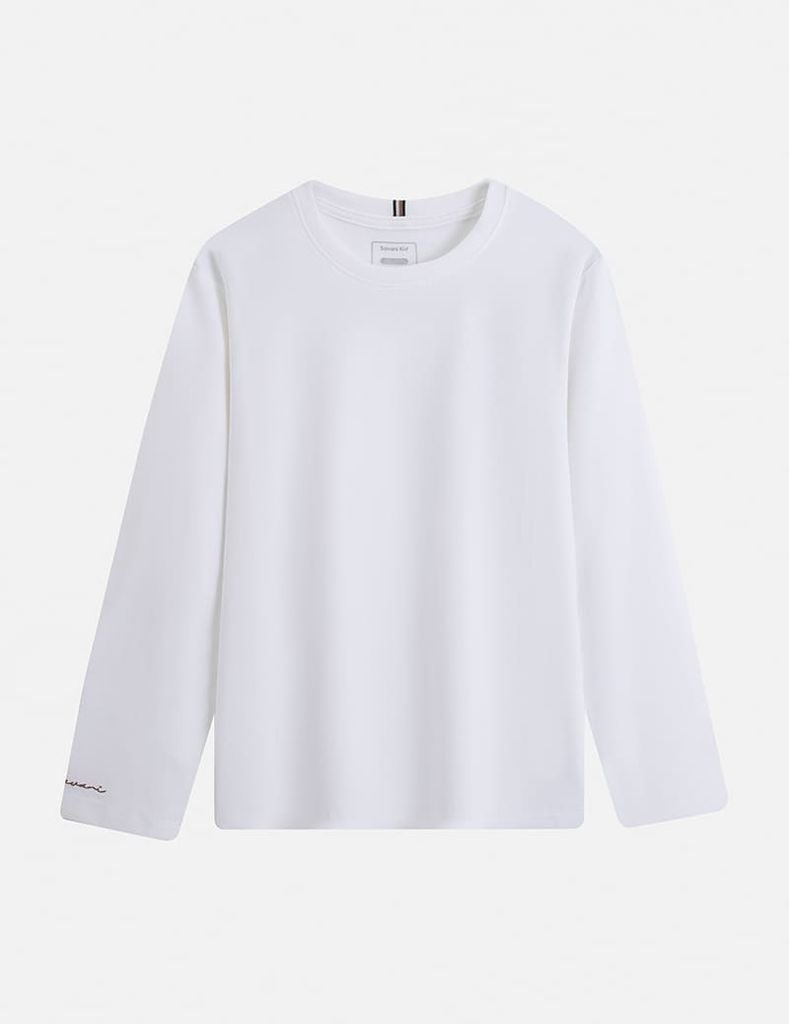 Áo thun dài tay cổ tròn trẻ em thêu logo