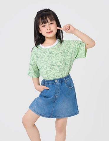 Quần short jean bé gái giả váy