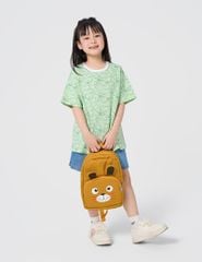 Áo T-shirt trẻ em casual phối bo cổ vải rib in tràn