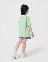 Áo T-shirt trẻ em casual phối bo cổ vải rib in tràn