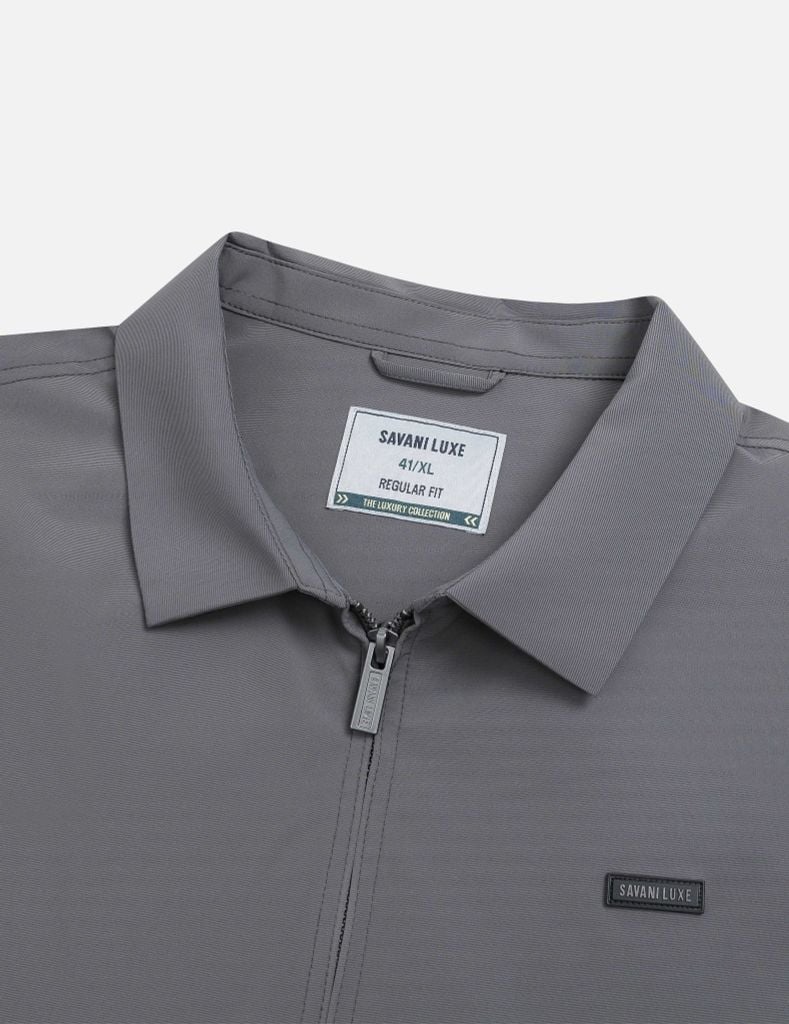 Áo khoác nam lót bông cổ bẻ in logo ngực