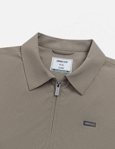 Áo khoác nam lót lông cổ bẻ gắn logo trước ngực