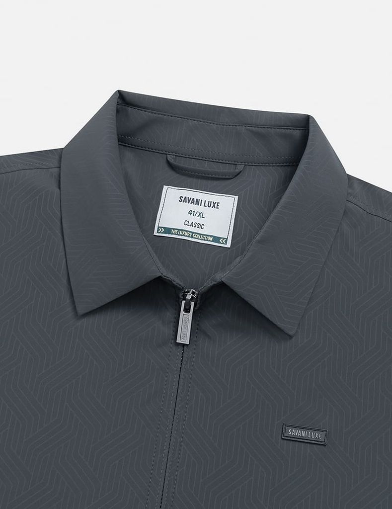 Áo khoác nam lót bông cổ bẻ gắn logo trước ngực