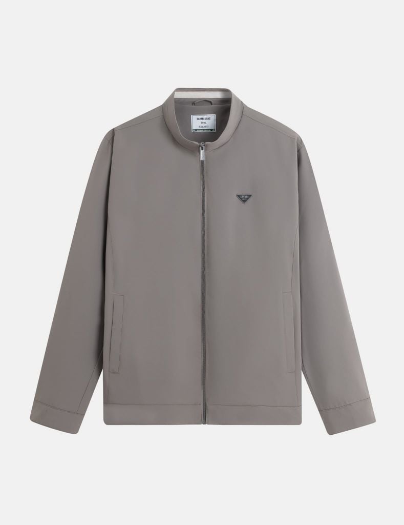 Áo khoác nam lót bông cổ đứng in logo ngực